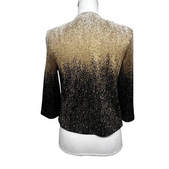 St. John Metallic Float Knit Button Up Vintage Crop Jacket Sz 4 Black Gold USA11 - Picture 2 of 8